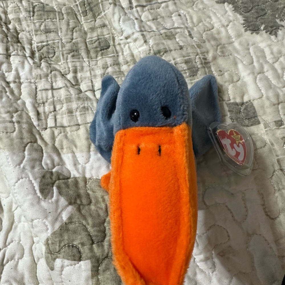 Ty Plush Pelican in Blue and Orange